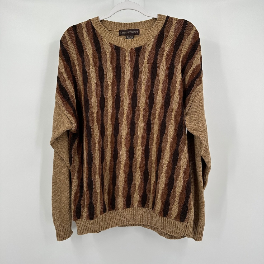 Liberty Sweaters Mens Vintage Grandpa Sweater Size L Retro Fall Knit‎ Old Money
